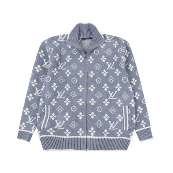 Louis Vuitton LV 25ss all-over jacquard logo zipper cardigan sweater
